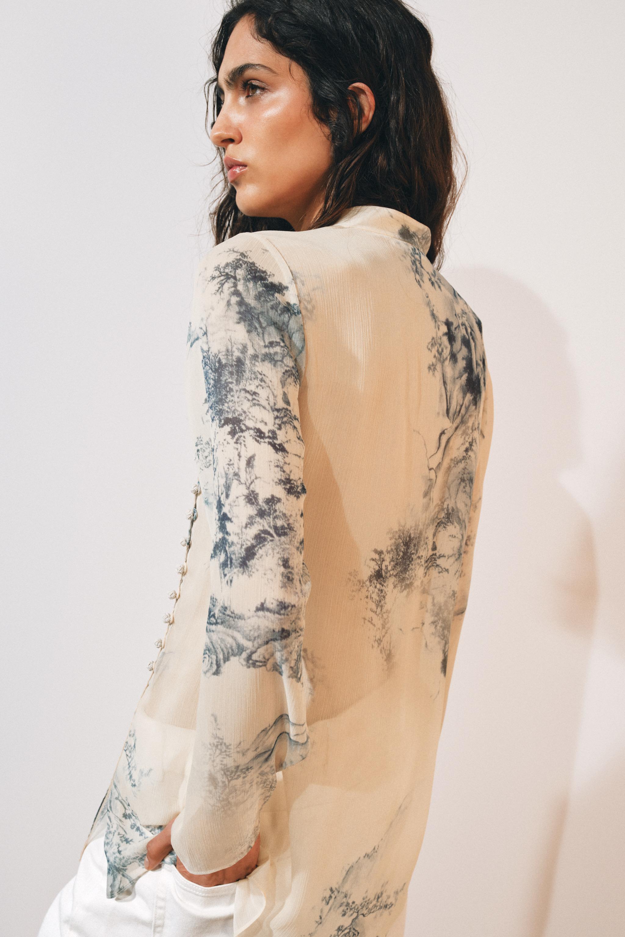 ZW COLLECTION PRINTED BUTTON-UP SHIRT